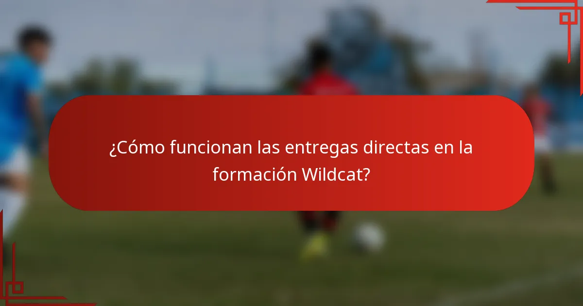 ¿Cómo funcionan las entregas directas en la formación Wildcat?
