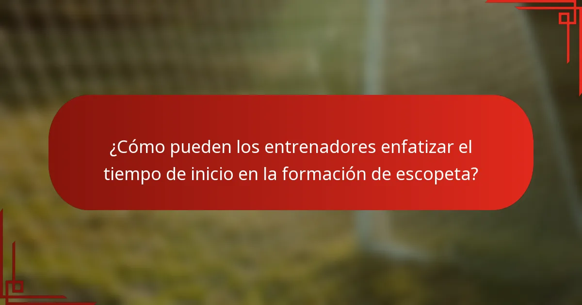 ¿Cómo pueden los entrenadores enfatizar el tiempo de inicio en la formación de escopeta?