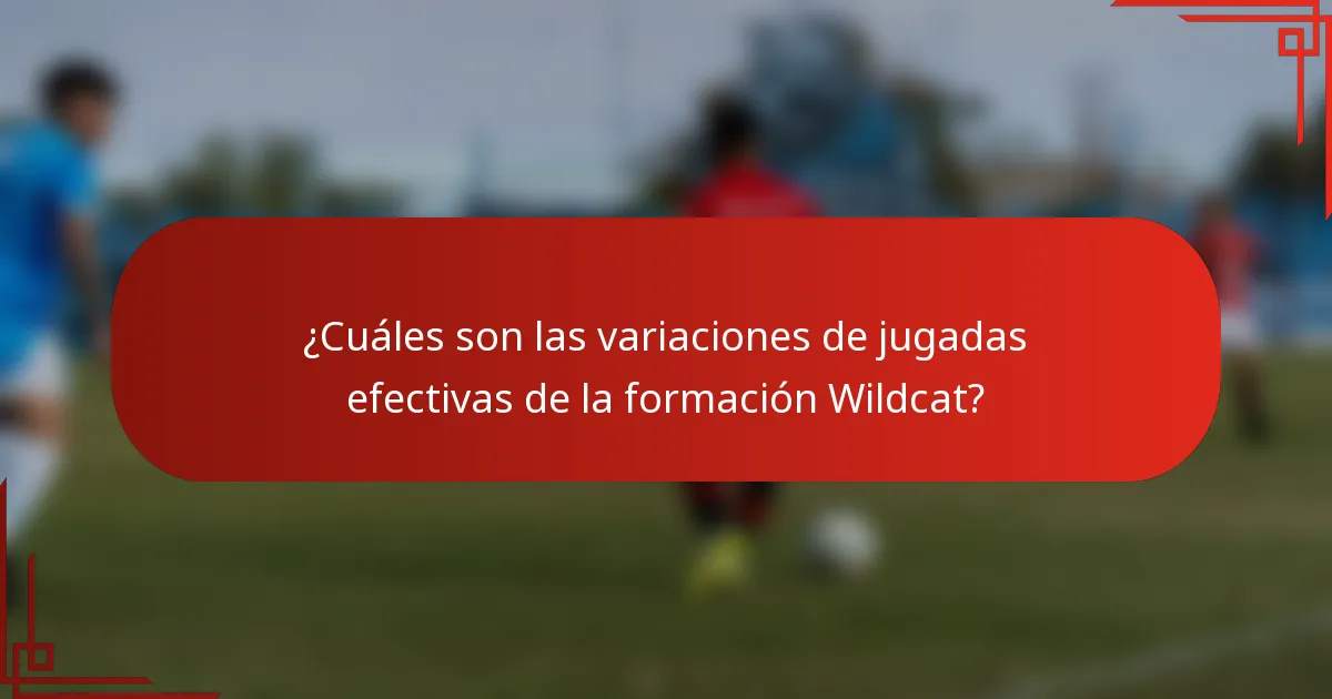 ¿Cuáles son las variaciones de jugadas efectivas de la formación Wildcat?